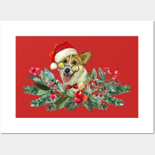 Christmas Corgi Posters and Art